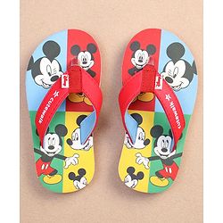 Cute Walk by Babyhug Disney Mickey Mouse Printed Slip On Flip Flops - Red