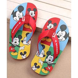 Cute Walk by Babyhug Disney Mickey Mouse Printed Slip On Flip Flops - Red