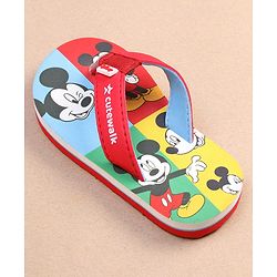 Cute Walk by Babyhug Disney Mickey Mouse Printed Slip On Flip Flops - Red