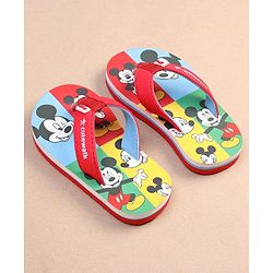 Cute Walk by Babyhug Disney Mickey Mouse Printed Slip On Flip Flops - Red