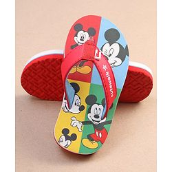 Cute Walk by Babyhug Disney Mickey Mouse Printed Slip On Flip Flops - Red