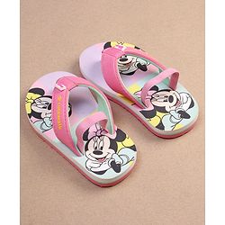 Cute Walk by Babyhug Disney Minnie Mouse Printed Flip Flops with Back Strap - Pink
