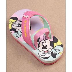 Cute Walk by Babyhug Disney Minnie Mouse Printed Flip Flops with Back Strap - Pink