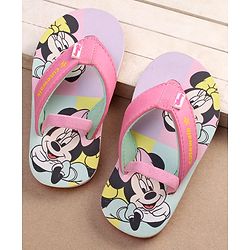 Cute Walk by Babyhug Disney Minnie Mouse Printed Flip Flops with Back Strap - Pink