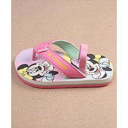 Cute Walk by Babyhug Disney Minnie Mouse Printed Flip Flops with Back Strap - Pink