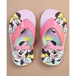 Cute Walk by Babyhug Disney Minnie Mouse Printed Flip Flops with Back Strap - Pink