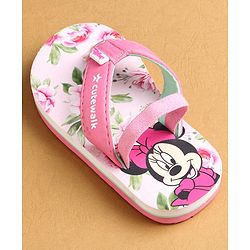 Cute Walk by Babyhug Flip Flops with Back strap Closure Minnie Mouse  Print - Pink