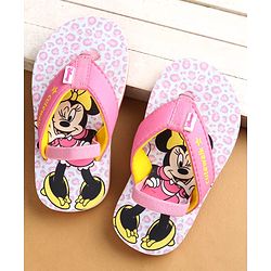 Cute Walk by Babyhug Flip Flops with Back strap Closure Minnie Mouse Print - Pink