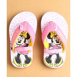 Cute Walk by Babyhug Flip Flops with Back strap Closure Minnie Mouse Print - Pink