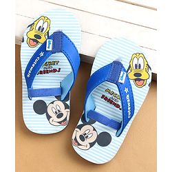 Cute Walk by Babyhug Flip Flops with Back Strap Closure Mickey Mouse Print - Blue