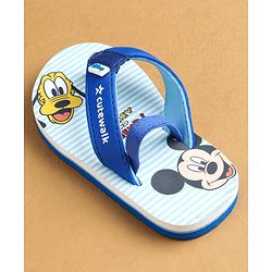 Cute Walk by Babyhug Flip Flops with Back Strap Closure Mickey Mouse Print - Blue