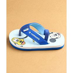 Cute Walk by Babyhug Flip Flops with Back Strap Closure Mickey Mouse Print - Blue