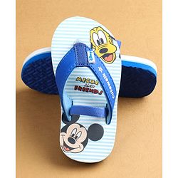 Cute Walk by Babyhug Flip Flops with Back Strap Closure Mickey Mouse Print - Blue