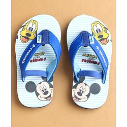 Cute Walk by Babyhug Flip Flops with Back Strap Closure Mickey Mouse Print - Blue