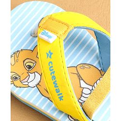 Cute Walk by Babyhug Flip Flops with Back Strap Closure Simba Print - Yellow