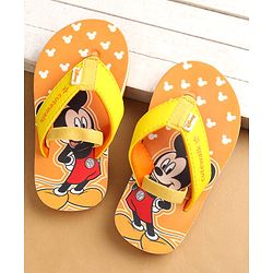 Cute Walk by Babyhug Flip Flops with Back Strap Closure Mickey Mouse Print - Orange