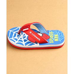 Cute Walk by Babyhug Marvel Slip Ons Flip Flops with Spiderman Print - Red
