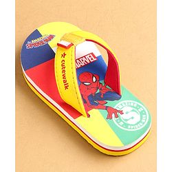 Cute Walk by Babyhug Marvel Slip Ons Flip Flops with Spiderman Print - Red