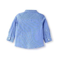 Babyhug Cotton Woven Full Sleeves Checkered Shirt & Trouser Set - Light Blue & Black