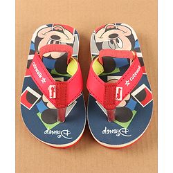 Cute Walk by Babyhug Disney Flip Flops with Back Strap Mickey Mouse Print - Red