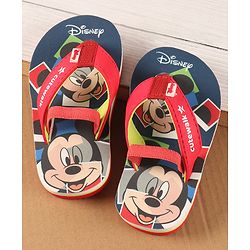 Cute Walk by Babyhug Disney Flip Flops with Back Strap Mickey Mouse Print - Red