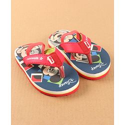 Cute Walk by Babyhug Disney Flip Flops with Back Strap Mickey Mouse Print - Red