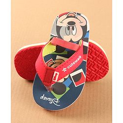 Cute Walk by Babyhug Disney Flip Flops with Back Strap Mickey Mouse Print - Red