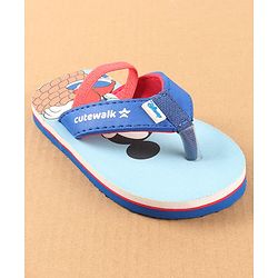 Cute Walk by Babyhug Disney Flip Flops with Back Strap Mickey Mouse Print - Blue