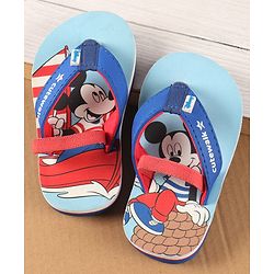 Cute Walk by Babyhug Disney Flip Flops with Back Strap Mickey Mouse Print - Blue