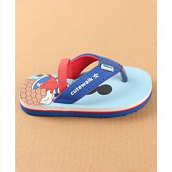 Cute Walk by Babyhug Disney Flip Flops with Back Strap Mickey Mouse Print - Blue