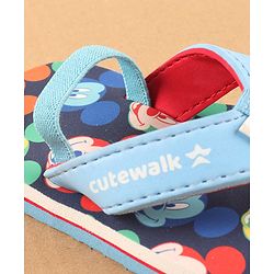 Cute Walk by Babyhug Disney Flip Flops with Back Strap Mickey Mouse Print - Blue