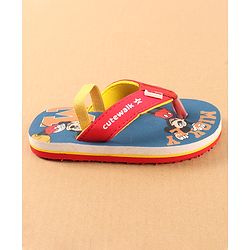 Cute Walk by Babyhug Disney Flip Flops with Back Strap Mickey Mouse Print - Blue