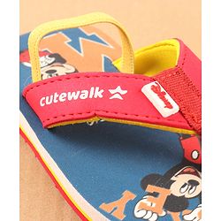 Cute Walk by Babyhug Disney Flip Flops with Back Strap Mickey Mouse Print - Blue