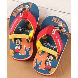Cute Walk by Babyhug Disney Flip Flops with Back Strap Mickey Mouse Print - Blue