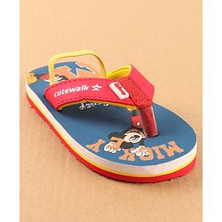 Cute Walk by Babyhug Disney Flip Flops with Back Strap Mickey Mouse Print - Blue