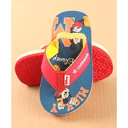Cute Walk by Babyhug Disney Flip Flops with Back Strap Mickey Mouse Print - Blue