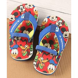 Cute Walk by Babyhug Disney Flip Flops with Back Strap Mickey Mouse Print - Red