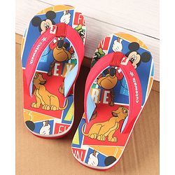Cute Walk by Babyhug Disney Slip On Flip Flops with Back Strap Mickey Mouse Print - Red