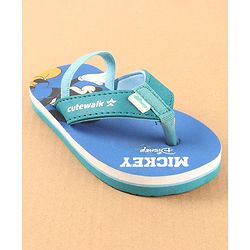 Cute Walk by Babyhug Disney Flip Flops with Back Strap Mickey Mouse Print - Blue