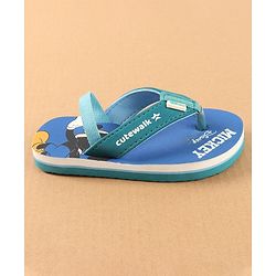 Cute Walk by Babyhug Disney Flip Flops with Back Strap Mickey Mouse Print - Blue