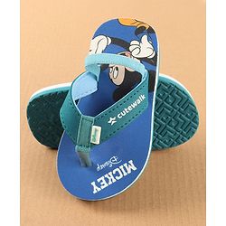Cute Walk by Babyhug Disney Flip Flops with Back Strap Mickey Mouse Print - Blue