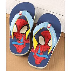 Cute Walk by Babyhug Disney Slip On Flip Flops with Spiderman Print - Light Blue