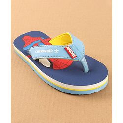 Cute Walk by Babyhug Disney Slip On Flip Flops with Spiderman Print - Light Blue