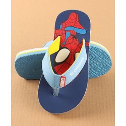 Cute Walk by Babyhug Disney Slip On Flip Flops with Spiderman Print - Light Blue