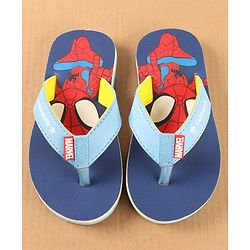 Cute Walk by Babyhug Disney Slip On Flip Flops with Spiderman Print - Light Blue