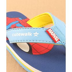 Cute Walk by Babyhug Disney Slip On Flip Flops with Spiderman Print - Light Blue
