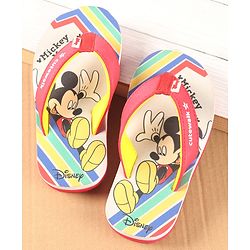 Cute Walk by Babyhug Disney Slip On Flip Flops with Mickey Mouse Print - Red