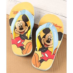 Cute Walk by Babyhug Disney Slip On Flip Flops with Mickey Mouse Print - Yellow
