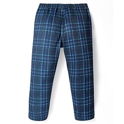 Babyhug Woven Full Sleeves Checkered 3 Piece Party Suit - Light Blue