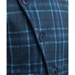 Babyhug Woven Full Sleeves Checkered 3 Piece Party Suit - Light Blue